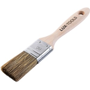 LUX-TOOLS PRO Flachpinsel Lasur, 30 mm breit, mit Holzstiel und Synthetikborsten.