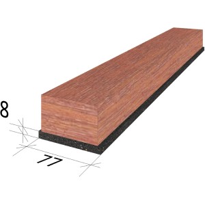 GS Terrassen Gummipad auf Rolle (8x77x2300mm) unter einer Terrassendiele zur Dämmung und zum Schutz.