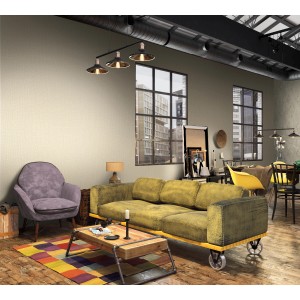 Wohnraum mit Marburg Vliestapete Struktur Modern Beige-Gelb FSC® an der Wand.