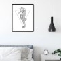 Komar Wandbild Sea Horse White, 40x50 cm, mit filigranem Seepferdchen-Motiv im schwarzen Rahmen.