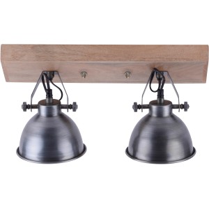 2-flammige Wand- und Deckenleuchte Samia im Vintage-Look mit silberfarbenen Spots.