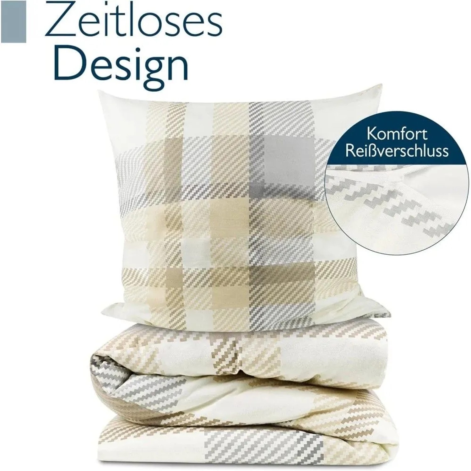 Beautissu 4tlg. Biber Bettwäsche 155x220 cm & Kissenbezug 80x80 cm Beige kaufen bei OBI