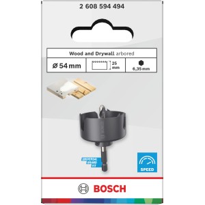Bosch Lochsäge Wood and Drywall mit Aufsteckhalter Ø 54 mm x 27 mm Grau