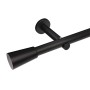 Schwarze Gardinenstange 1-Lauf Ø 25mm mit Kegel-Endstück und Wandhalterung. Maßanfertigung.