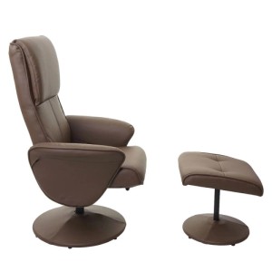 MCW Relaxsessel Stockholm in Taupe mit Hocker, Kunstleder, verstellbare Rückenlehne.