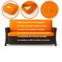 Orangefarbenes Gartenkissen-Set (Sitz- & Rückenkissen) für 2-Sitzer Gartensofa aus Polyrattan.