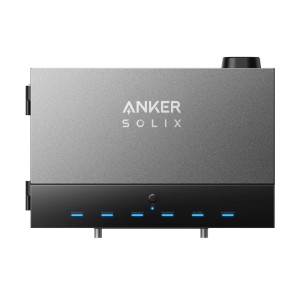 Anker Solix Power Dock für Balkonkraftwerke, graues Gehäuse mit Anschlüssen.