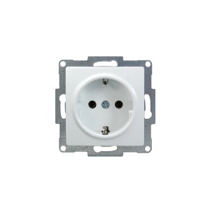 Weiße Visage2 Steckdose 1-fach Arktis mit Rahmen für die Wandmontage.