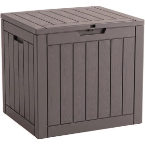 Floordirekt Gartenbox Holzoptik Wetterfest Auflagenbox Kissenbox Braun 118 L