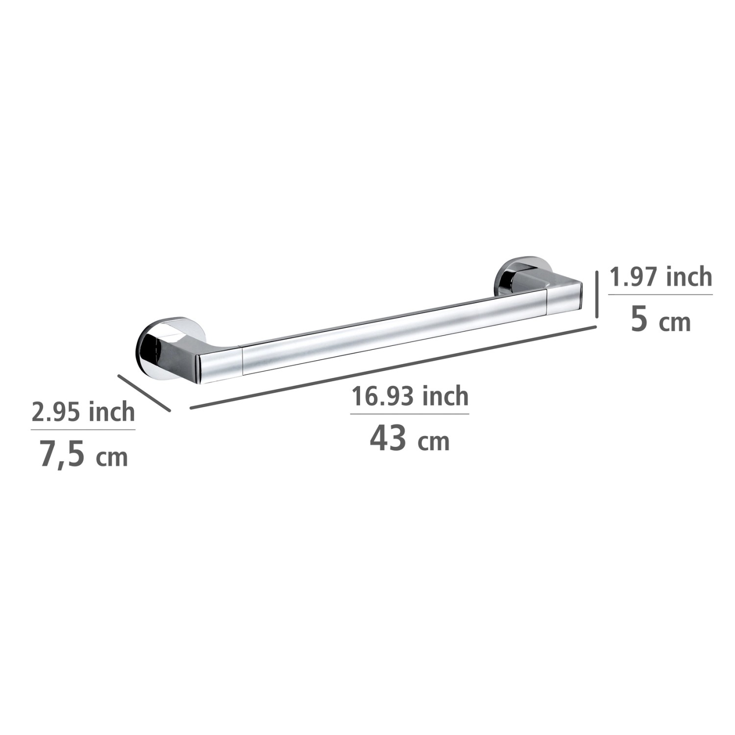 Wenko Badetuchstange Uno Maribor, 40 cm, silber glänzend, zur Wandmontage ohne Bohren.