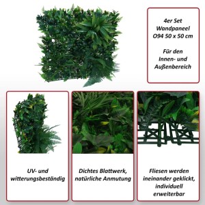 MCW Wandpaneel O94 In-/Outdoor 4x Je 50x50cm Pflanzen
