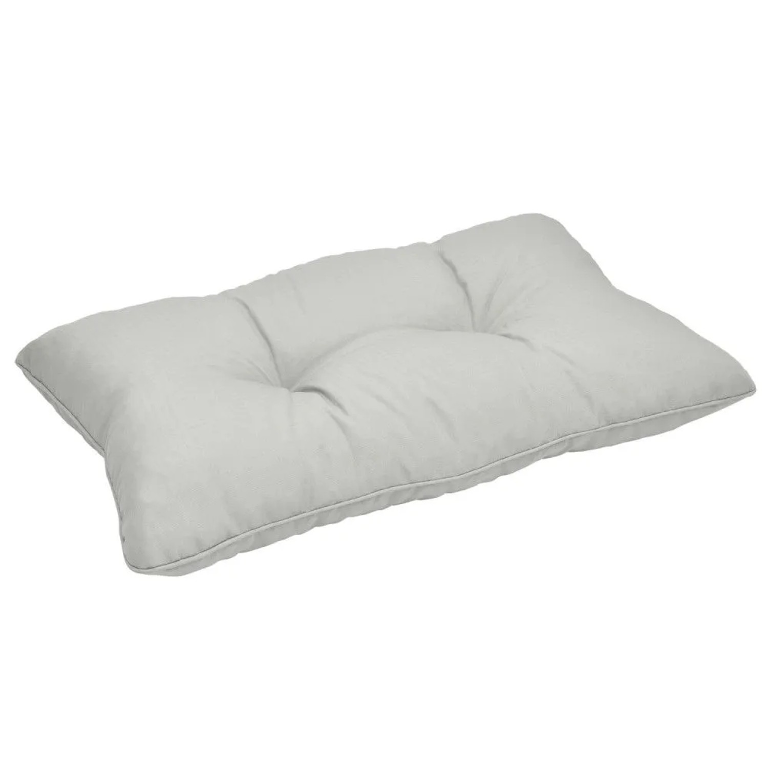 Hellgraues Beautissu Xluna Lounge Rückenkissen 70x40x12cm mit Paspelierung und Heftungen für Gartenmöbel.