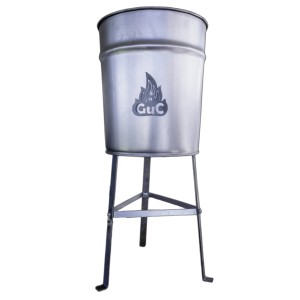 GuC Maroni- und Feuerofen aus Stahl, silberfarben, Ø 35,5 cm x 80 cm.