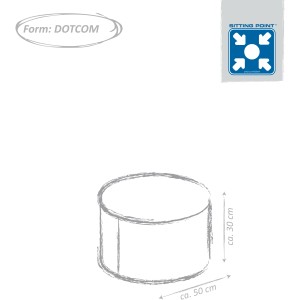 Skizze: Sitting Point Hocker DotCom Dart, 60 l, schwarz-bunt, ca. 50x30 cm.