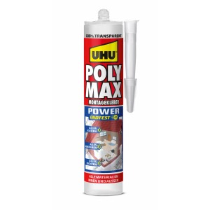 UHU Poly Max Montagekleber Power Transparent, 300g Kartusche. Baukleber für innen und außen.