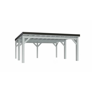 Holzbrüder Carport Ralf 36, reinweißes Holz, schwarzes Dach. Schneelast 250 kg/m².