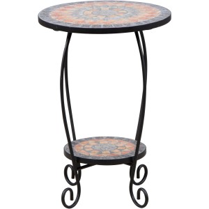 Quadratischer Siena Garden Gartentisch Prato, schwarz, 41x41 cm, mit Mosaikmuster.