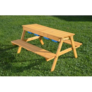 Gaspo Picknick-Spieltisch Gustav mit Matschfächern aus Fichte, 89x85x48,5 cm.