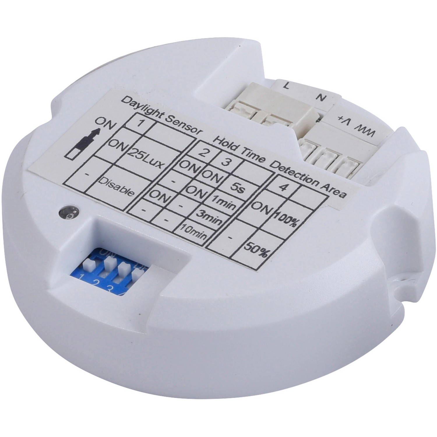 Detailansicht der Just Light LED-Deckenleuchte Skyler: Sensor und Anschlüsse.