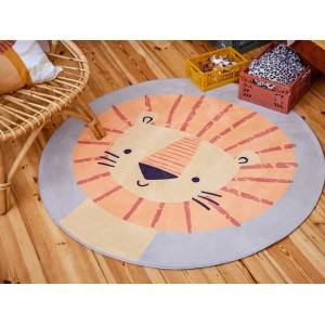 Runder Kinderteppich Safari Adventure mit Löwenprint, Ø 100 cm.