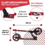 Six Degrees Aluminium Scooter mit Klappmechanismus und Ständer 205 mm Höhenverstellbar Racing Red Testsieger_7