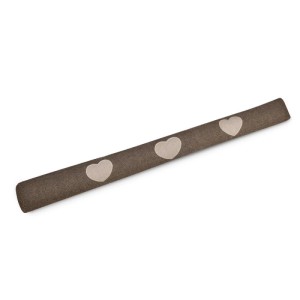 Beautissu Tuuli Zugluftstopper, 120cm, braun mit Herz-Applikationen.