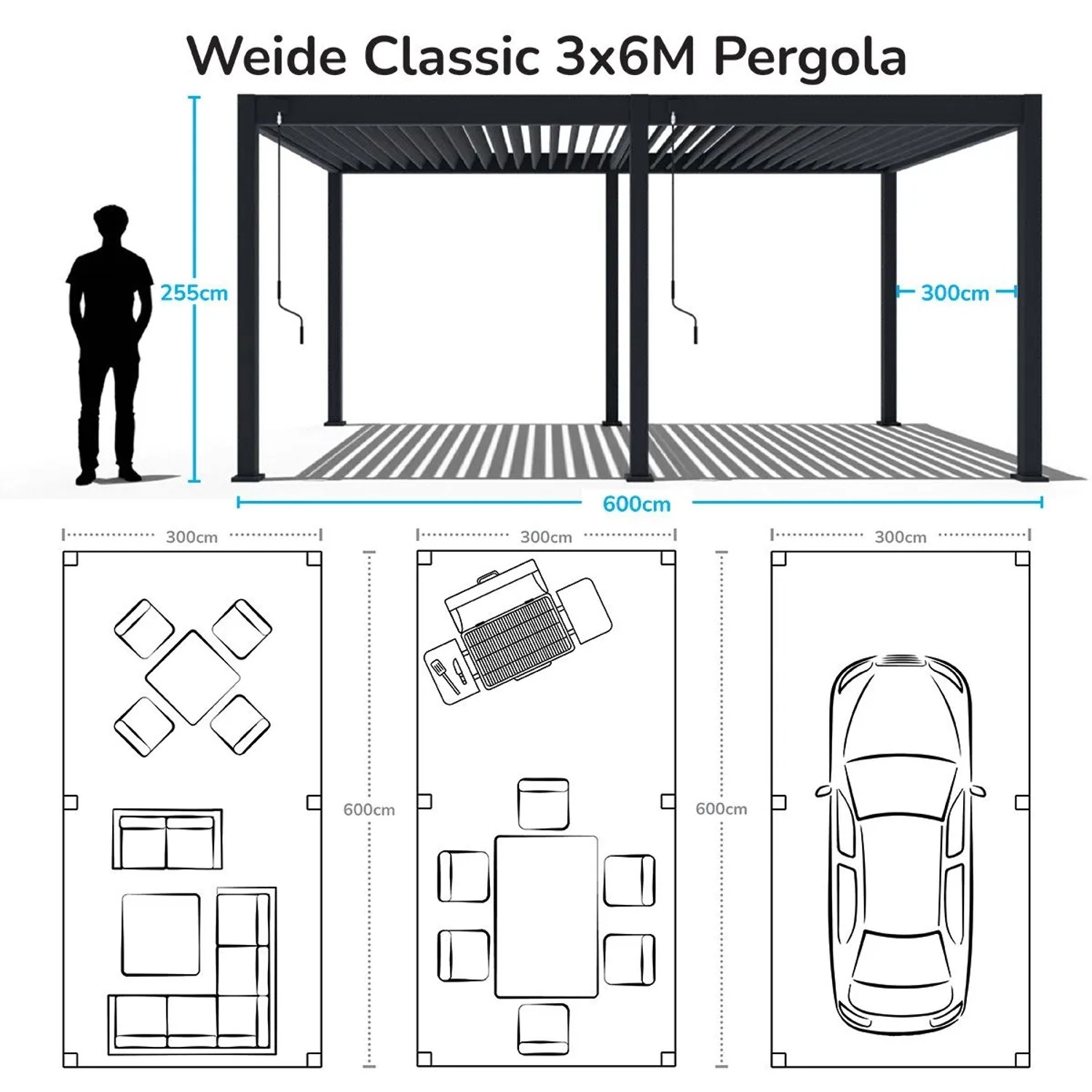Weide Classic Pergola Aluminium Freistehend 3 X 6 M Anthrazit_7