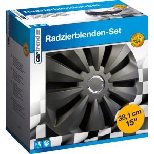 Cartrend Radzierblenden-Set Fox, 15 Zoll, schwarz matt, 4-teilig im Karton.