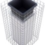 Eckige Gabionen-Blumensäule, feuerverzinkt, 82x42x42 cm, mit Pflanzkorb. Dekorative Gartengestaltung.