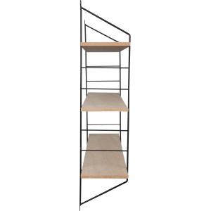 Schwarzes Metall-Wandregal Ella mit drei Holzablagen (60x62x14,5 cm) von Mirrors & More.