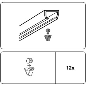 Gardinia Rollringe mit Klammer für U-Laufschiene, weiß, 12er-Pack.