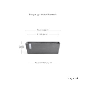 Ecopots Pflanztopf Bruges Grau 55 cm x 17 cm