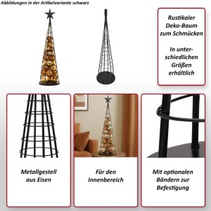 Silberfarbener Deko-Baum O91 aus Metall, 90 cm, zur Weihnachtsdekoration. Metallgestell mit Stern.