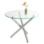 okwish Esstisch mit Glas Metall Wohnzimmer Rundtisch 80x80x76cm Silberfarben_9