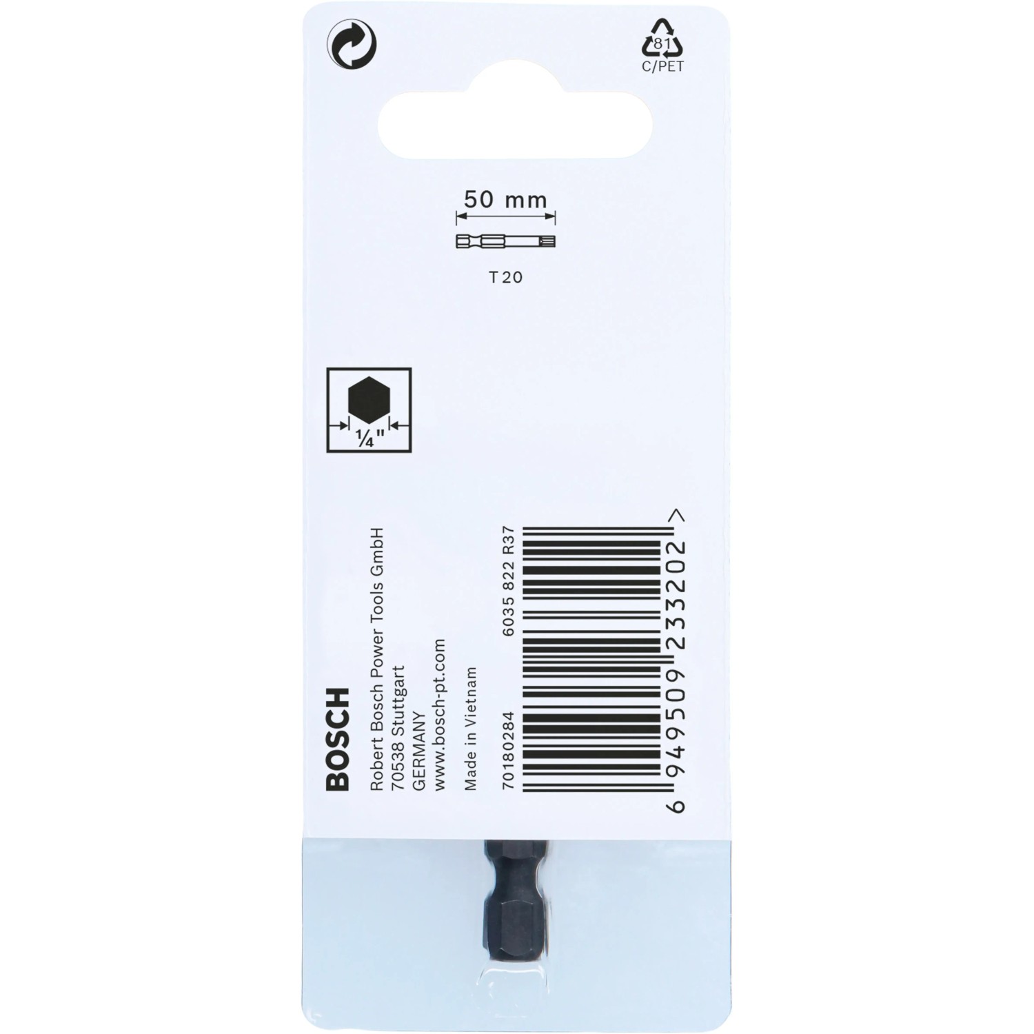 Bosch Impact Control Schrauberbit T20, 50mm, geeignet für Schlagschrauber.