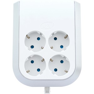 REV Ritter MultiPower 4-fach Steckdosenadapter, weiße Steckdosenleiste für die Wandmontage.