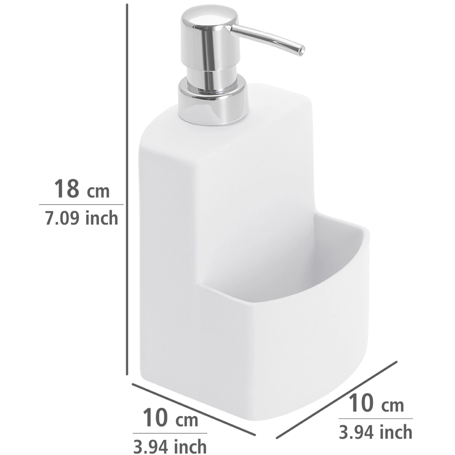 Wenko Spülmittelspender True Colours Festival Weiß mit Schwammhalter.