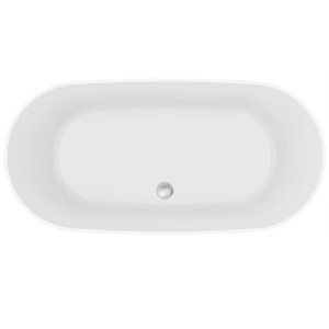 Freistehende Oval-Badewanne, 163 cm, in Weiß, Top-Ansicht.