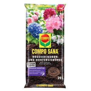 Sack Compo Sana Rhododendron- und Hortensienerde, torffrei, 20 l.