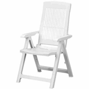 Weißer Progarden Klappsessel Tampa aus Kunststoff, ideal für Garten und Balkon.