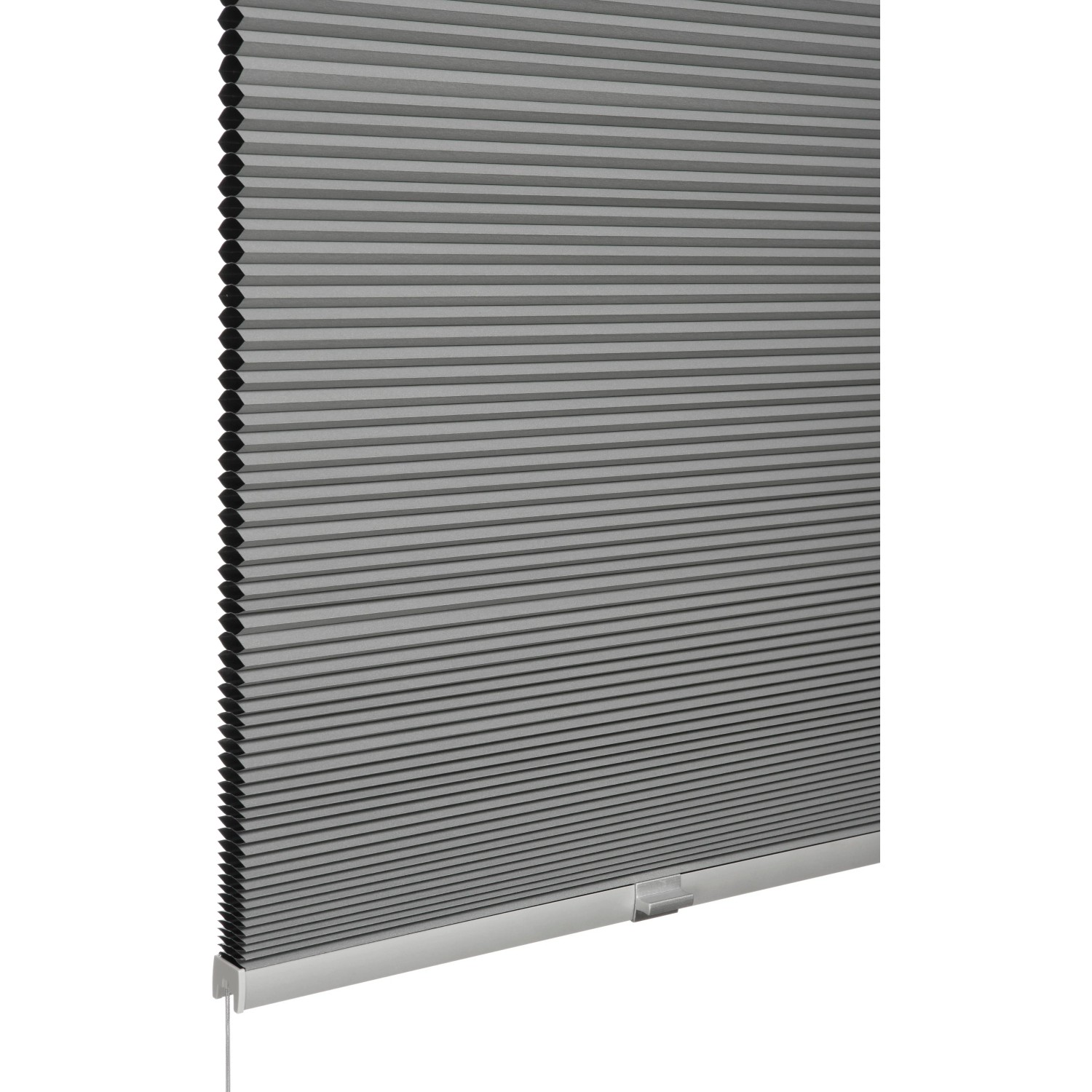 Graues Schöner Wohnen Thermo-Wabenplissee Sina, 90x130 cm, für Fenster, mit Bedienschienen.