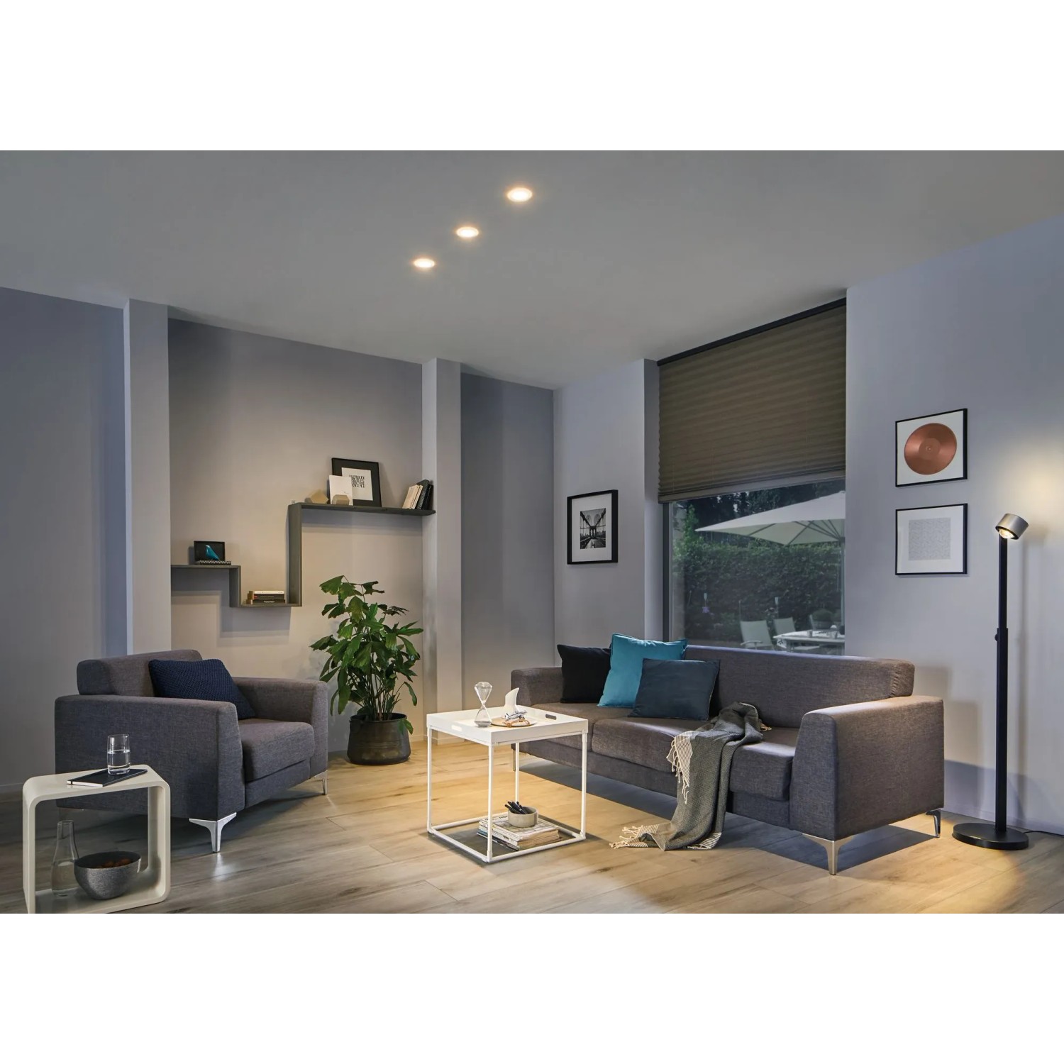 Paulmann LED Einbaustrahler-Set Suon Extrawarm in Wohnraumdecke, warmweißes Licht.