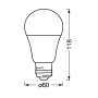 Technische Zeichnung: Ledvance LED Sun@Home Smart+ Leuchtmittel, Glühlampenform, Ø 6 cm, weiße Lampe mit Maßen.