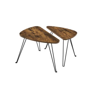 Vasagle Couchtisch 2er Set, braun-schwarz, im Industrie-Design mit Stahlbeinen.