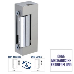 Basi ElektroTüröffner ET 90, silber, ohne mechanische Entriegelung, für DIN links/rechts Türen, 6-12V.
