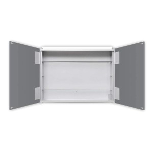 Offener DSK Spiegelschrank Aluminio Vegas, alufarben, 70 cm breit, mit zwei Einlegeböden.