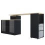 okwish Bartisch mit Drehbar Stauraum Beweglich Küche 135x39x105cm Schwarz