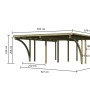 Karibu Doppelcarport Eco mit Maßangaben. Holzkonstruktion mit PVC-Dachplatten.