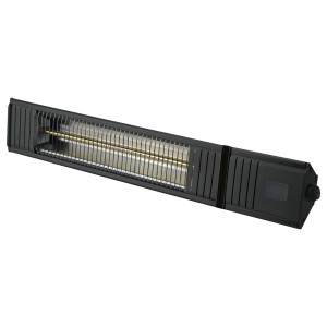 Schwarzer Infrarot-Heizstrahler 2000W mit Fernbedienung zur Wand- oder Deckenmontage.