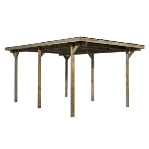 Holz-Carport mit Flachdach, 495x303 cm, kesseldruckimprägniert, inklusive Montagematerial.